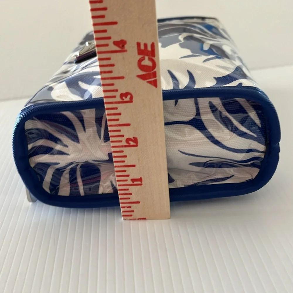 NWOT Michael Kors Eliza Blue White Floral Plastic Covered Canvas Makeup Pouch - Picture 11 of 12